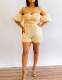 Camila ivory chiffon belted romper